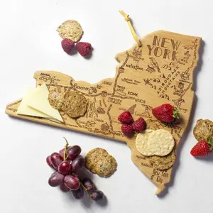 Destination New York State Shaped Cutting Board, Charcuterie and Serving Board – Gift for New York Lovers, Home Décor or Kitchen Use