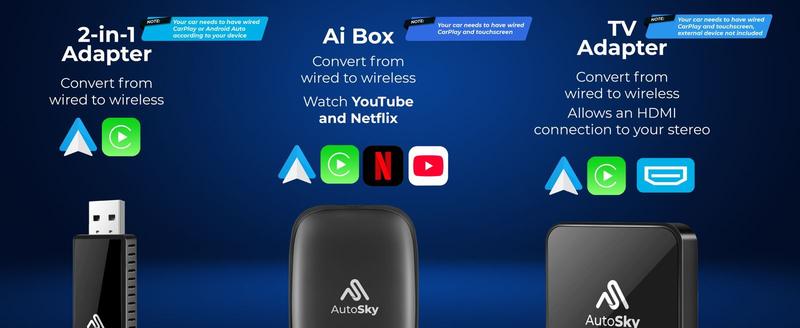 AutoSky Ai Box Lite Neo - Wi-Fi and Bluetooth Connectivity, For iPhone & Androids, Requires Wired Apple CarPlay, Expandable Storage with Youtube & Netflix AutoSky Ai Box Lite Neo - Wi-Fi and Bluetooth Connectivity, For iPhone & Androids, Requires Wired Apple CarPlay, Expandable Storage with Youtube & Netflix