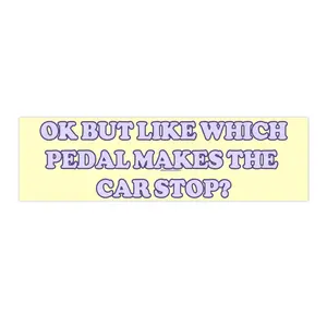 Ok But Like Which Pedal Makes The Car Stop? | Bumper Sticker AND Magnet | Funny Meme Sticker | 8.7'' X 2.7'' | Waterproof Premium Quality