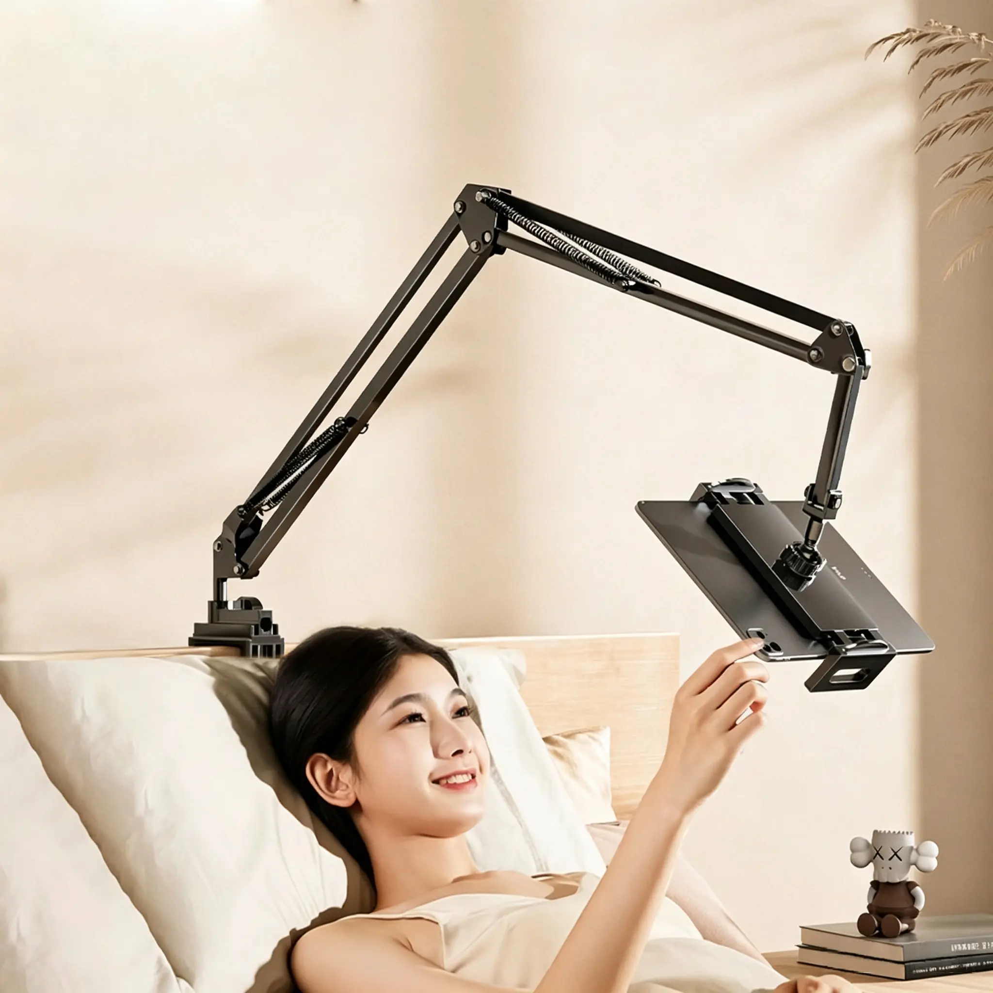 Adjustable Tablet Stand for Bed, Foldable Aluminum Tablet Holder with 360° Rotation, Universal Flexible Device Stand Compatible with iPad, iPhone, Nintendo Switch & 4.5-10" Devices