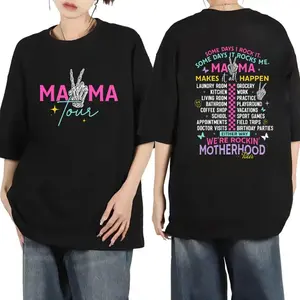 Casual Washed T - Shirt for Moms: Fun Typography and Cool Graphics Highlighting the Multifaceted Life of Motherhood