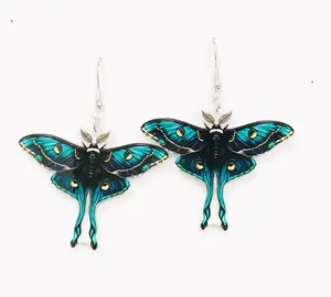 Blue Luna Moth earrings
