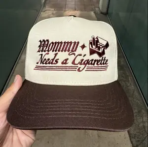 Mommy Needs a Cig Funny Embroidered Snapback Two Tone Trucker Hat Gif