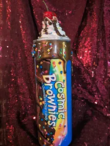 Cosmic Brownie tumbler with topper