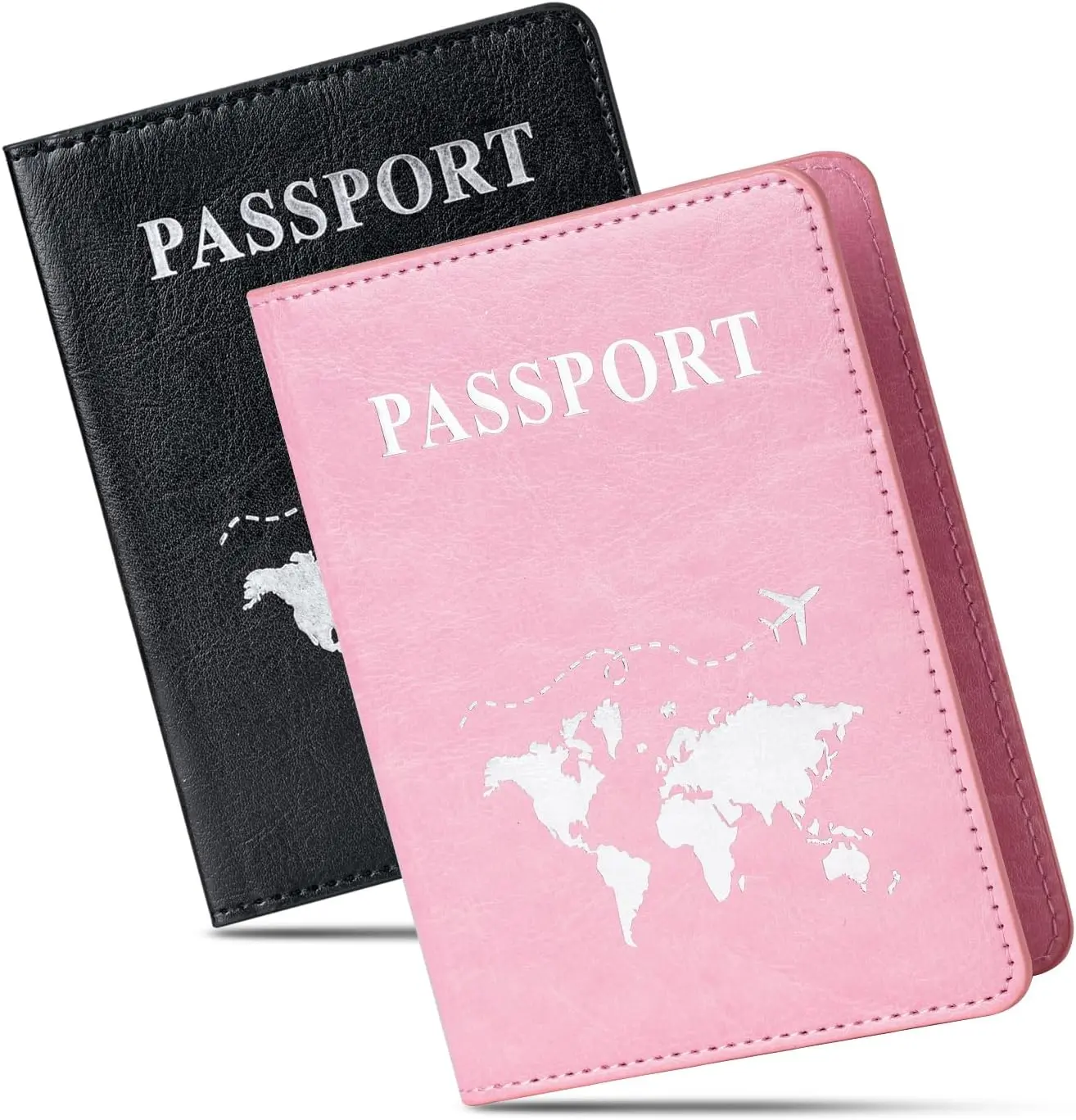 2 Pcs Passport holders，Ultra Slim passport wallet，PU Leather Passport Cover for Women and Men…