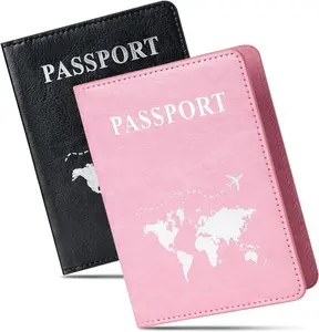 2 Pcs Passport holders，Ultra Slim passport wallet，PU Leather Passport Cover for Women and Men…
