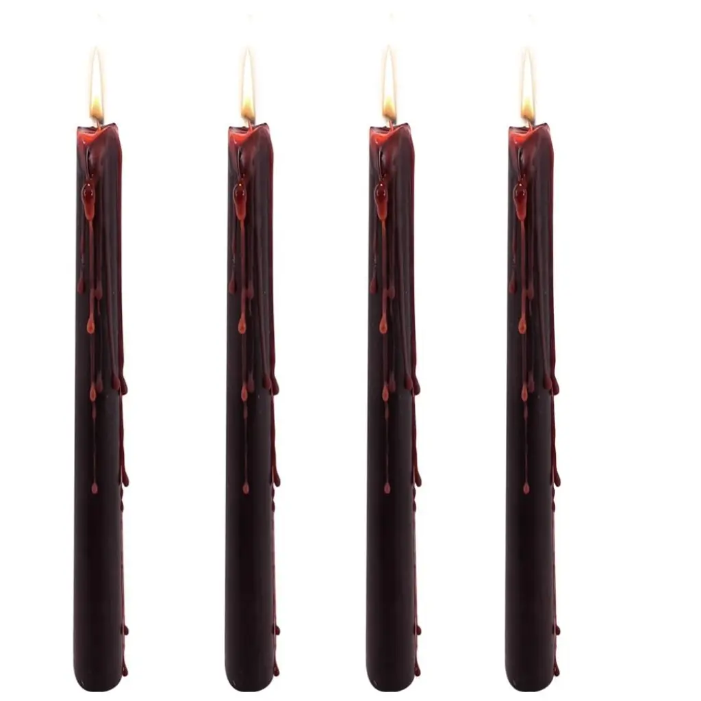2/4 Pcs Vampire Tears Taper Candles, 9.8 Inch Tall Bleeding Blood Drip Candles, Unscented Tapered Candlesticks, Halloween Party Decorations