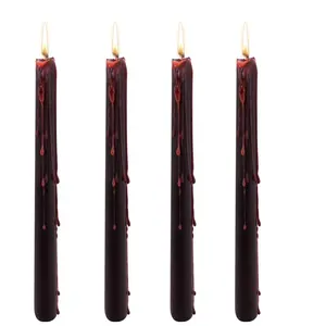 Vampire Tears Taper Candles, 9.8 Inch Tall Bleeding Design, Unscented Candlesticks, Perfect for Halloween & Gothic Decor, Candle Pack