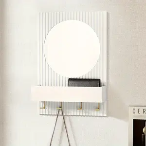 Modern Homeowners' Round Wall Mirror with Shelf & Hooks - Aesthetic, Minimalist Design for Entryway, Bathroom, Bedroom | Space - Saving, Decorative, Functional Mirror