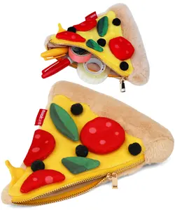 Suck UK Plush Pizza Zip Pouch - Pizza Shaped Pencil Case - Back to School Supplies