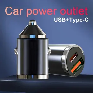 Nuokaiqi 2-in-1 PD Fast Charging USB Car Charger, Metal Mini Hidden Multifunctional Portable Charger, Automotive Electronic Accessories for Universal Car Compatibility with Smartphones, Multifunctional Charger