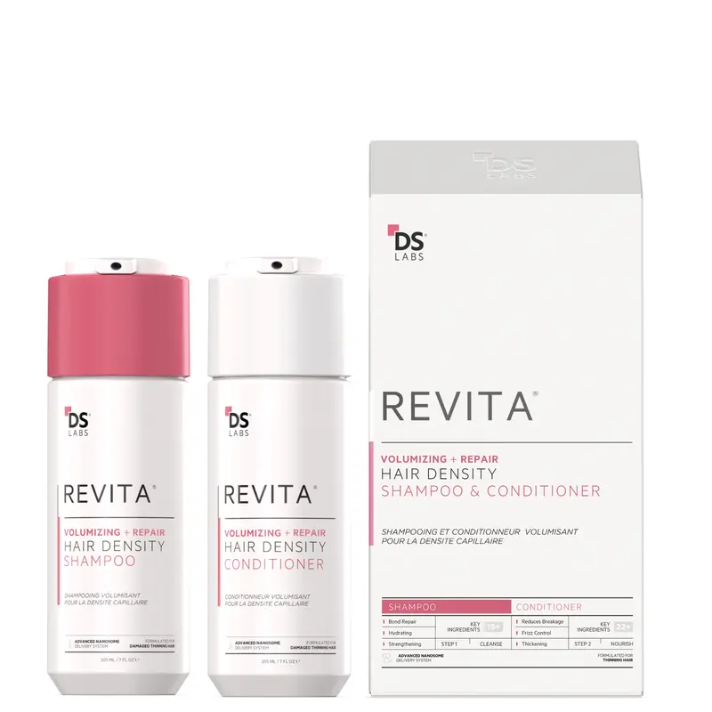 DS Laboratories Revita Volumizing Kit - Keratin Infused Shampoo & Conditioner Set for Hair Density & Repair - Boosts Volume & Strengthens Strands - Anti-Frizz Formula - UV Protection