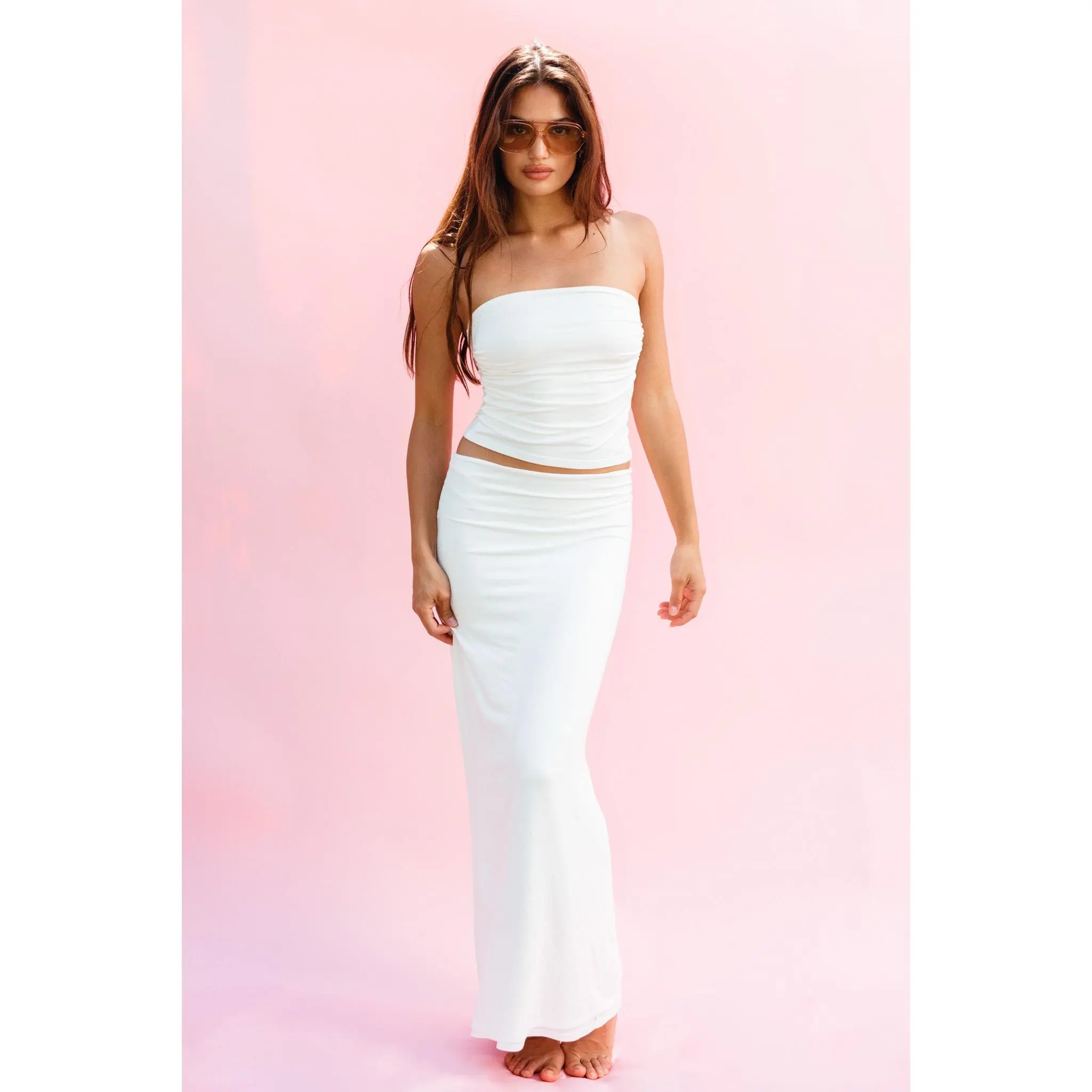 Billie Maxi Skirt Jersey - White