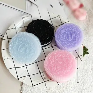 Pink and Black Sandwich Squishy Toys, Taba Silicone Stress-Relief Squishy Toy, Sticky Sensory Fidget Biscuit, Realistic TPR Food Squeeze Toy for Decompression & Anti-Stress