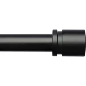 Curtain Rods for Windows 16 to 144 Inches Adjustable Length 1 Inch Diameter Window Curtain Rod with Aluminium Finials, Black