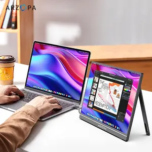 ARZOPA Portable Monitor 15.6'' FHD 1080P - Ultra-Slim Portable Laptop Monitor with Kickstand - IPS Display for PC, MAC, Phone, Xbox, PS5 - USB C & HDMI Connectivity - A1
