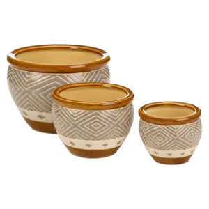 Zingz & Thing Earth Tone Trim Planter Trio