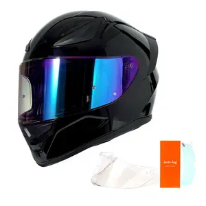 OTS Foxhound Full Face Motorcycle Helmet - Gloss Black, DOT Approved, Lightweight, Durable, Breathable Liner, Aerodynamic Design, Anti-Fog Visor, Sizes S-XXL