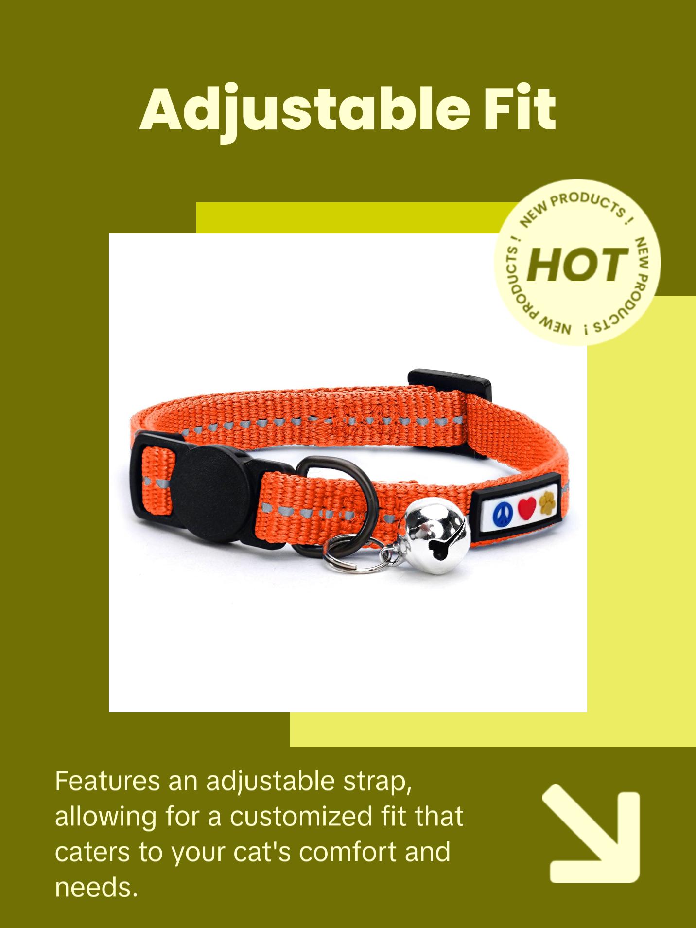 Reflective Cat Collar with Safety Buckle and Removable Bell Cat Collar Kitten Collar Green Cat Collar