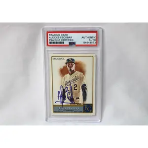 Autographed MLB Kansas City Royals Graded Trading Card - Alcides Escobar - (PSA)