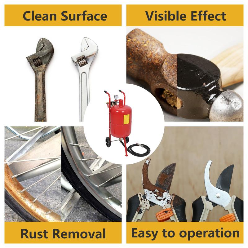 GARVEE 10 Gallon Portable Air Sandblaster with 125PSI High Pressure, Equipped with 6" Wheels for Easy Mobility, Ideal for Surface Treatment and Material Cleaning Tasks