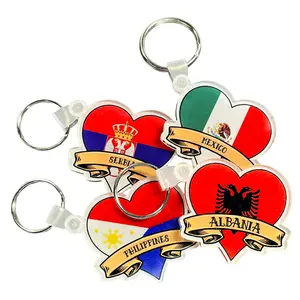 Custom Country Flag Tattoo Heart Acrylic Keychain - Personalized Name Keychain for Keys, Bags, and Gifts