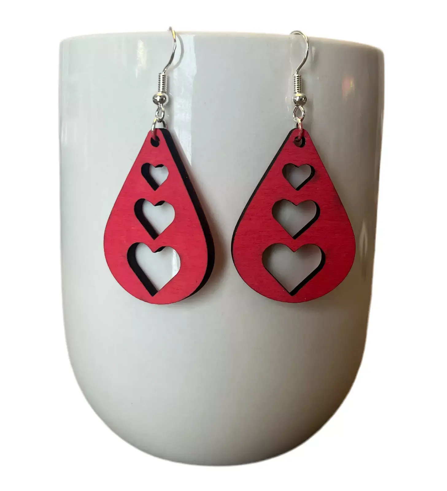 Handmade Wooden Earrings - Lightweight Black Dangle Drop Earrings for Women