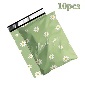 10pcs Thickened Daisy Blue Background Shipping Bags, Waterproof Durable Logistics Packaging Bags, Wholesale Postal Supplies