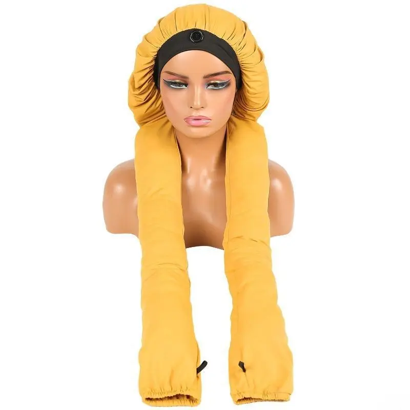 2-in-1 Fitted Haircare Sleep Bonnet - Lightweight, Breathable, Water-Resistant, UV Shield, Sun Protection, Adjustable Elastic Bonnet for Long Hair, Hair Styling, Detangle, Gifting
