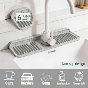 Kitchen Sink Splash Guard Silicone Draining Mat Non-Slip Design for Kitchen Island RV Bathroom Sink Faucet Protector Easy Clean Water Resistant Accessories