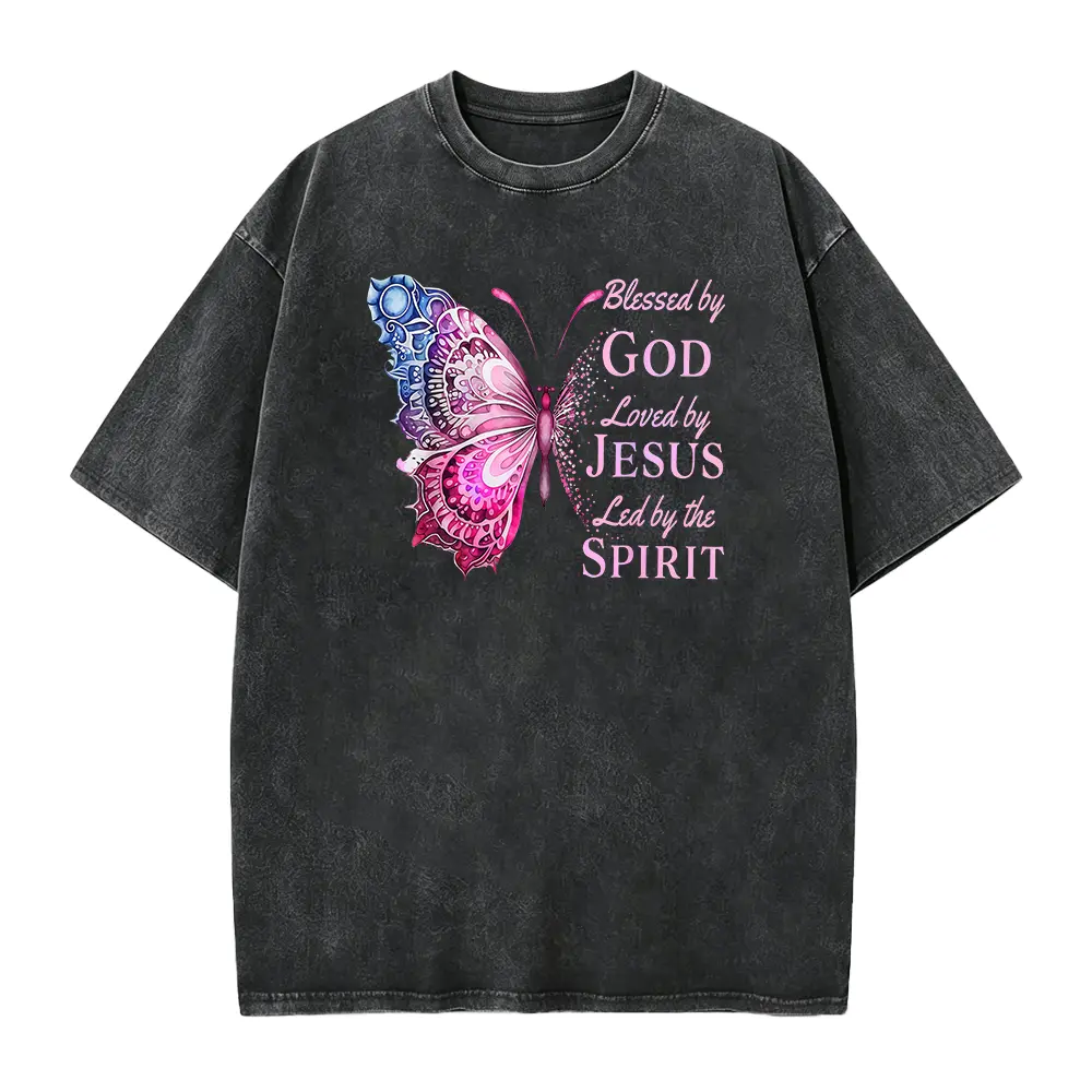 Butterfly Graphic Tee: Blessed by God, Faith Shirt