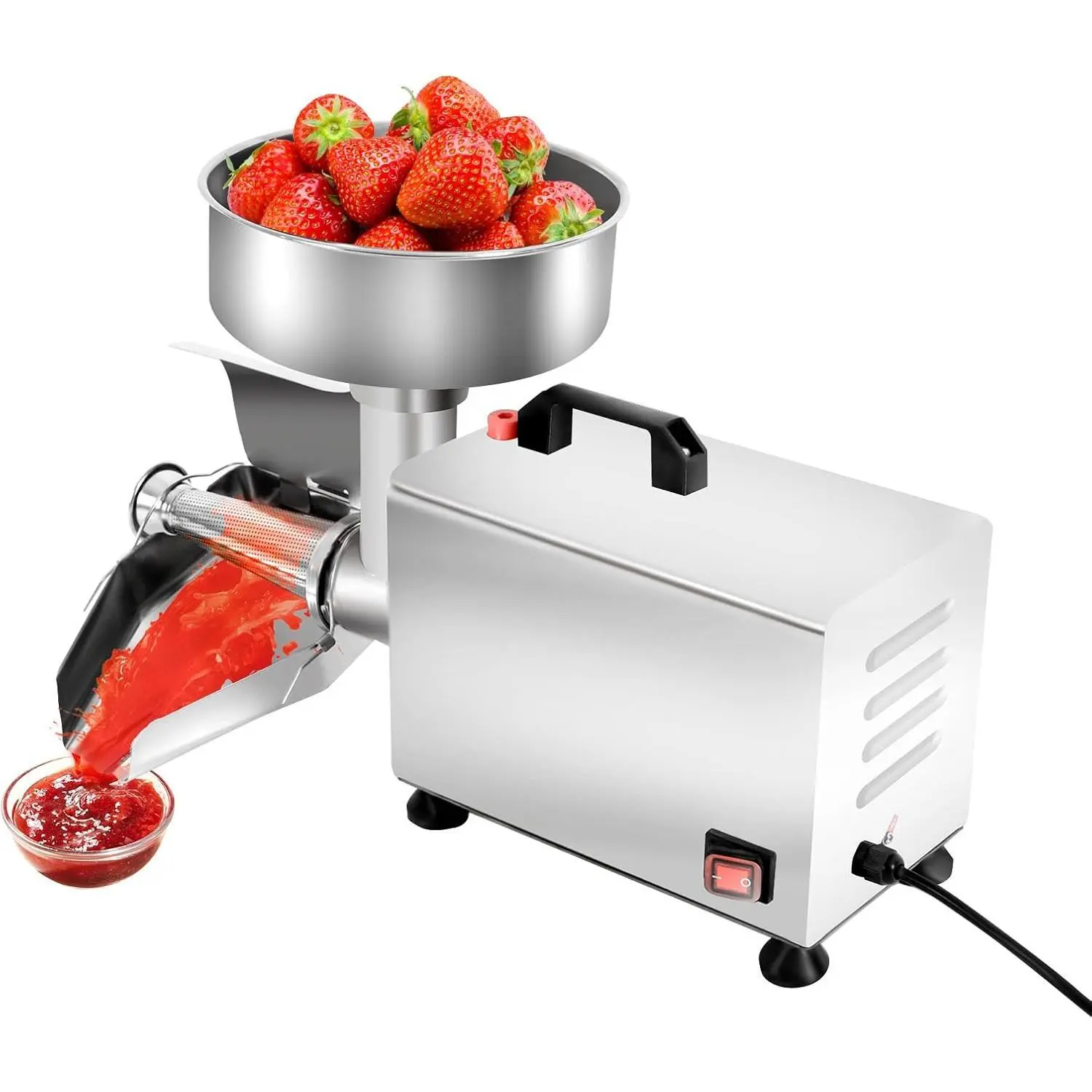 Electric Tomato Strainer Machine, 450W Commercial Stainless Steel Food Milling Press and Strainer Machine 110 lbs/hr Used to Make Tomato Sauce, Strawberry Sauce, Blueberry Sauce