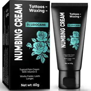 5% Lidocaine Maximum Strength Numbing Cream for Tattoos Waxing Piercings Long Lasting 6-8 Hours Enriched with Vitamin E 60g