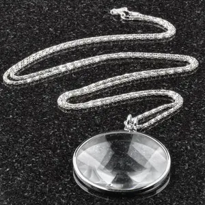 Necklace Magnifier with Chain, 1 Count Durable Glass Necklace Magnifier, Jewelry Magnifier, Office Stationery & Supplies, Magnifying Glass