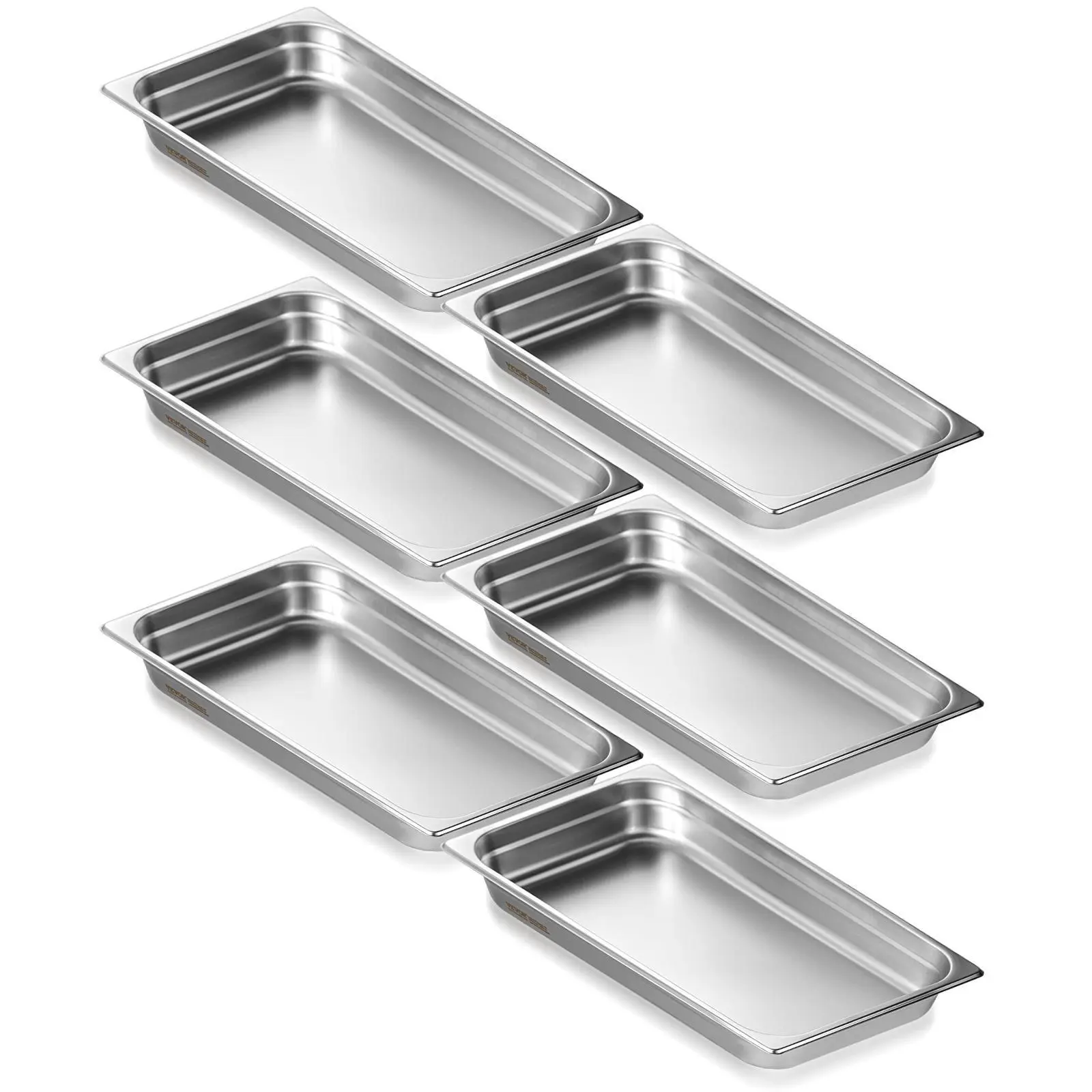 【Summerfinds】VEVOR 6 Pack Hotel Pans, Full Size Anti-Jam Steam Pan, 0.8mm Thick Stainless Steel Restaurant Steam Table Pan, 2.5-Inch Deep Commercial Table Pan, Catering Storage Food Pan, for Industrial & Scientifi Bakeware Sturdy