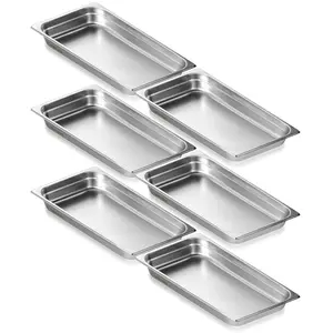 【Summervibes】VEVOR 6 Pack Hotel Pans, Full Size Anti-Jam Steam Pan, 0.8mm Thick Stainless Steel Restaurant Steam Table Pan, 2.5-Inch Deep Commercial Table Pan, Catering Storage Food Pan, for Industrial & Scientifi Bakeware Sturdy