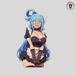 AQua Anime Maid Sticker Funny Shocked Face Kawaii Waifu Decal Laptop Phone Decor