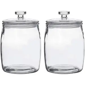Half Gallon Glass Jars with Lid, Wide Mouth Cookie Jars Set of 2,  Jar for Candy, Glass Canisters for Kitchen Storage and Laundry Organization
