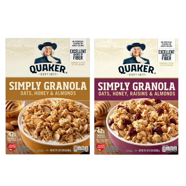 Variety Pack Quaker Simply Granola, Oats, Honey & Almonds Cereal, Quaker Simply Granola Breakfast Cereal, Oats Honey Raisins & Almonds, 24.1 oz Box Instant Oatmeal Food
