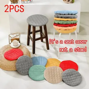 2pcs Thick Soft Round Stool Covers,Elastic Seat Cushions for Wood Iron Stool 25-30cm,Washable All-Season Chair Cover Dining Room