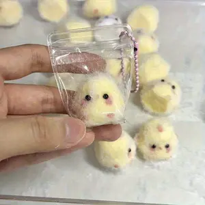 2PCS/1PCS Plastic Cute Chick Pendant - Yellow and White Black Eyes Transparent Charm, Lightweight Durable Bag Keychain Decor, Chick Accessory, Fashion Design, Convenient Loop, Backpack Decoration, Sturdy Keychain, Must-Have for Fashion Enthusiasts