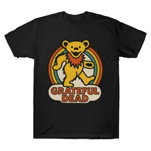 Oversized Grateful Dead Dancing Bear Rainbow Graphic T-Shirt Streetwear Holiday Wear y2k cotton fashion Streetwear Lover Gift Top Trending