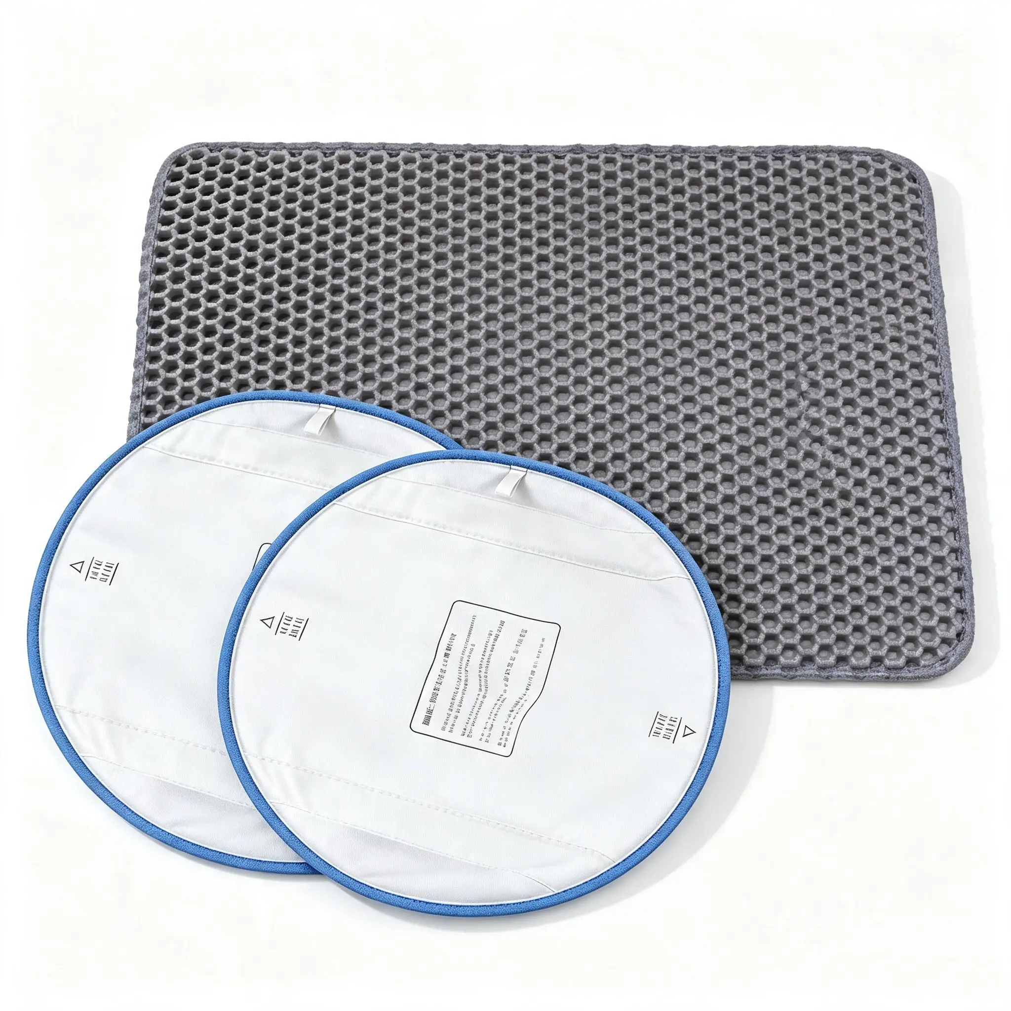 (FUMOI Only) 2‑in‑1 Cat Litter Box Accessory Set | 2-Pack Reusable Soft Liners, Honeycomb Trapper Mat, Leak-Proof EVA Tray Insert for Self-Cleaning Litter Boxes