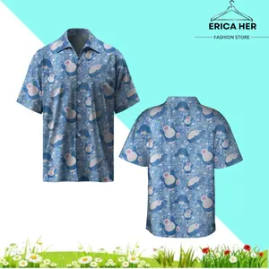 "Pokémon Snorlax Vibes – Soft Blue Hawaiian Shirt for Fans"
