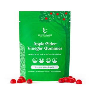 Halal Certified Apple Cider Vinegar Gummies - Vegan, Easy Digestion, & High Absorption - ACV Gummy Supplement - Tasty 60 Apple Flavor - 60 Ct Healthcare Dietary