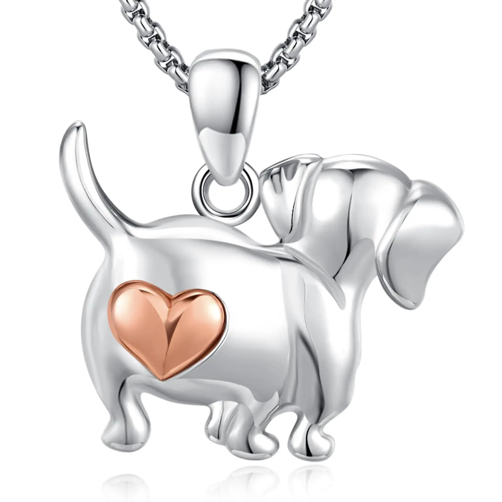 Thanches 925 Sterling Silver Dachshund Weiner Dog Pendant Chain Necklace, Cute Animal Charm Jewelry, Thoughtful Gift for Dog Lovers, Necklace for Mama