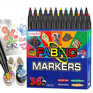 Fabric Markers Permanent for Clothes,12/24/36 Colors Dual Tip with Fine and Chisel Tips Paint Pens for Clothing Canvas Tote Bags T-Shirt and Shoes