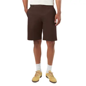 Dickies Original Men's Plain Cotton Work Shorts - 11" Dark Brown, Permanent Crease, Print Waistband, With Pocket