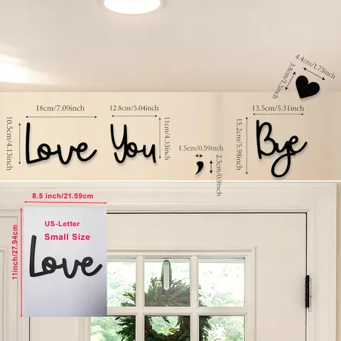 3D Love You Bye Wood Sign Home Decor,Above Door Topper Decoration,Boho Decor for Window Wall ExpressLove and Warm for Your Family Lovers,Wall Art Gift HallwayEntryway Door Decorations for House Office