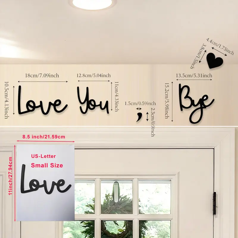 3D Love You Bye Wood Sign Home Decor,Above Door Topper Decoration,Boho Decor for Window Wall ExpressLove and Warm for Your Family Lovers,Wall Art Gift HallwayEntryway Door Decorations for House Office